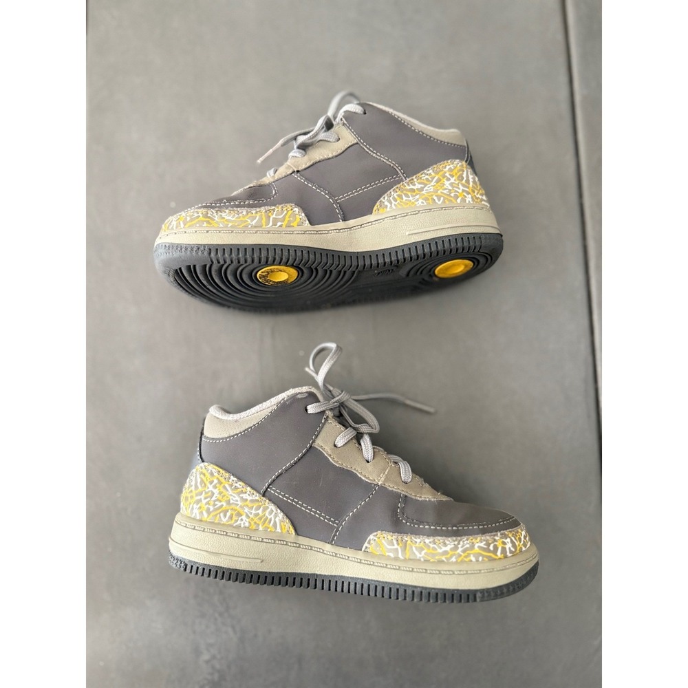 Jordan Flight 23 Cool Grey Del Sol Yellow Elephant Print 323949-071 Kids 10C - Picture 2 of 13